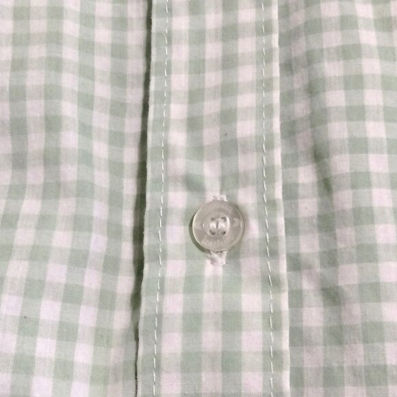 Woman Within Plus Size 1X Light Green White Gingham Button-Up Long Sleeve Shirt - Picture 5 of 10